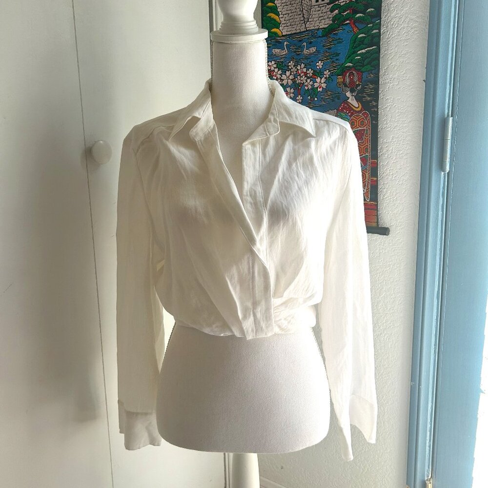 Collar white crop top